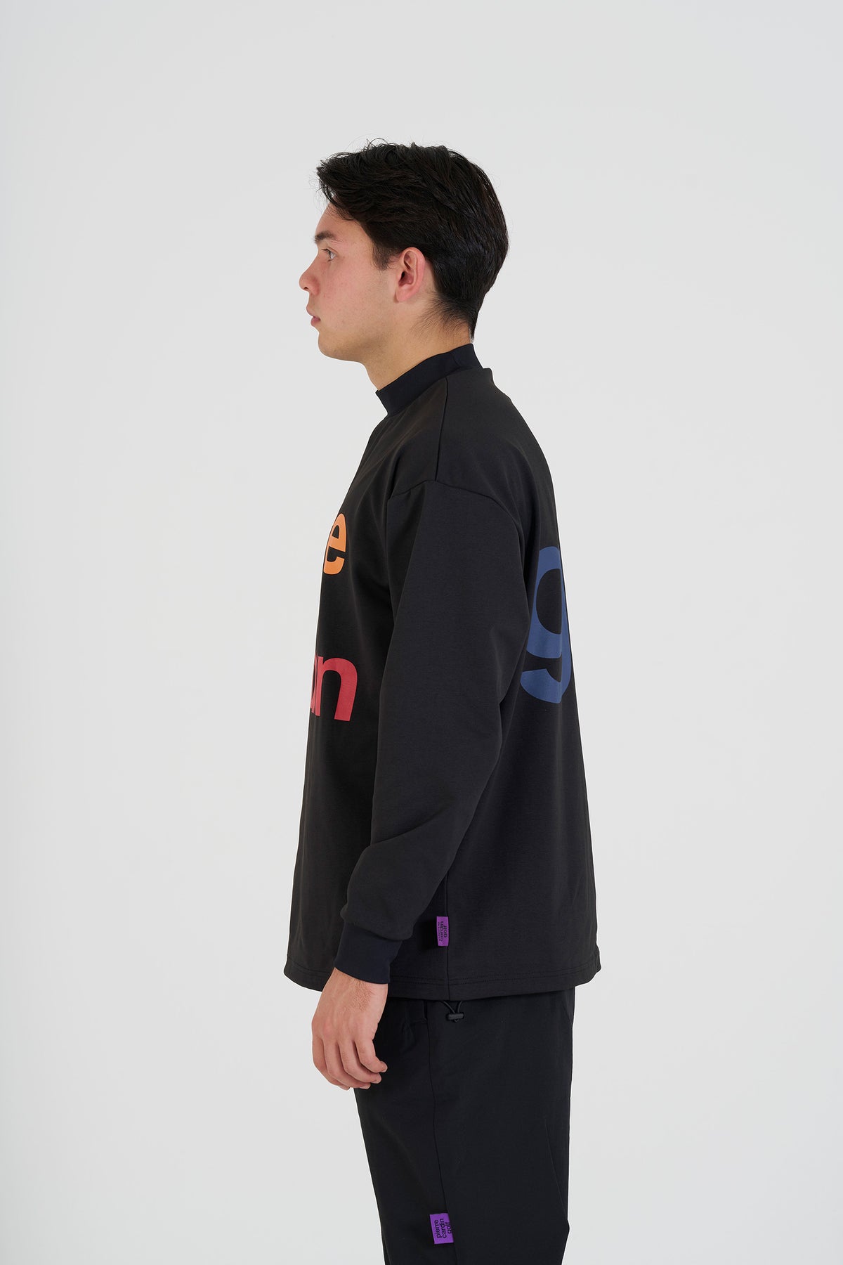longsleeve mock neck | BLACK × MULTI
