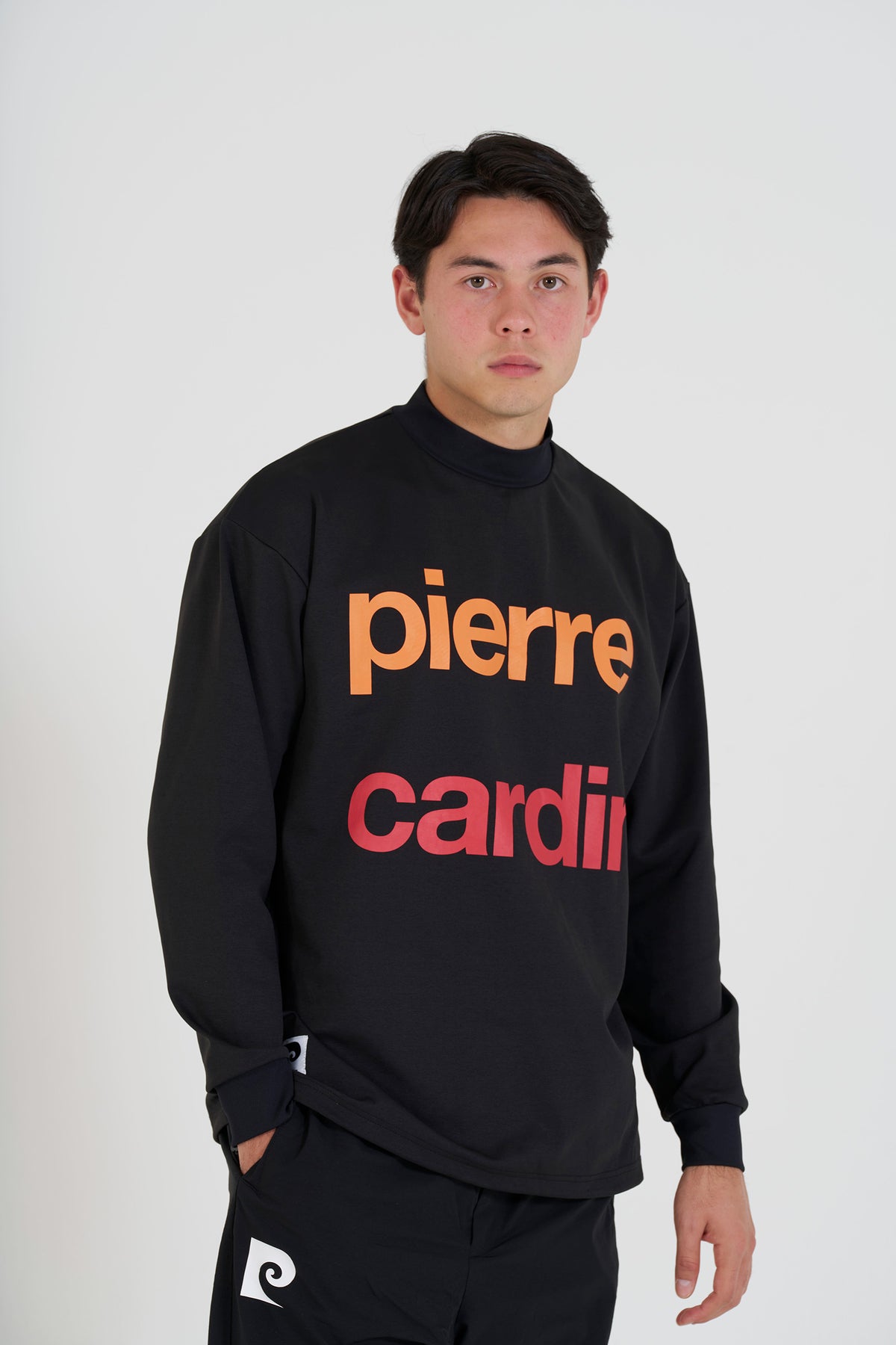 longsleeve mock neck | BLACK × MULTI