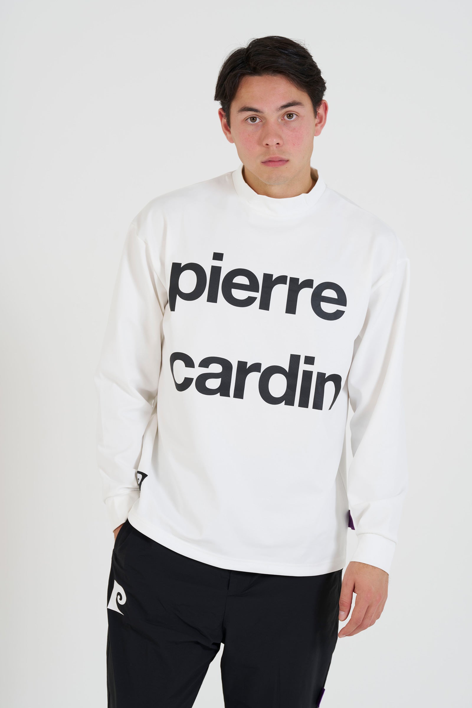 longsleeve mock neck | WHITE × BLACK – 株式会社RAINBOW