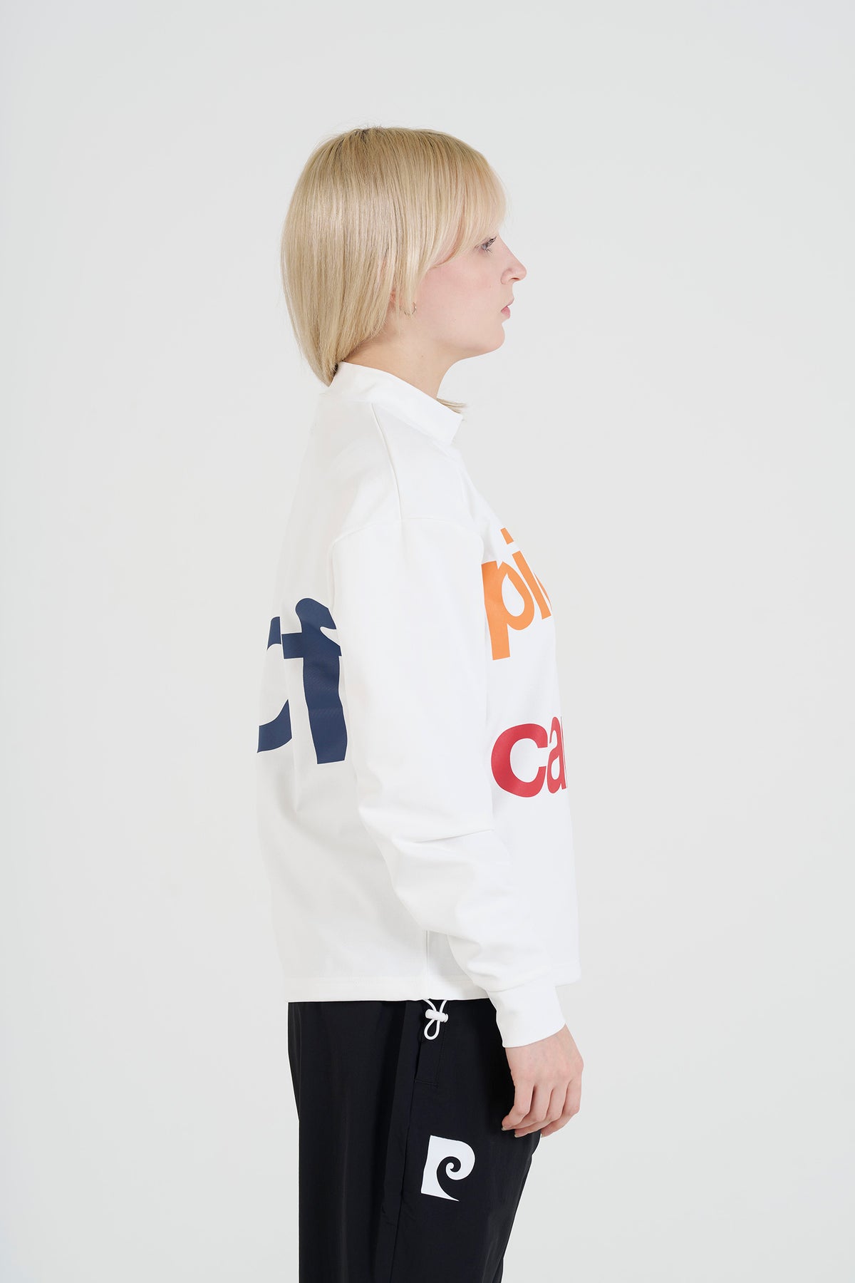 longsleeve mock neck | WHITE × MULTI