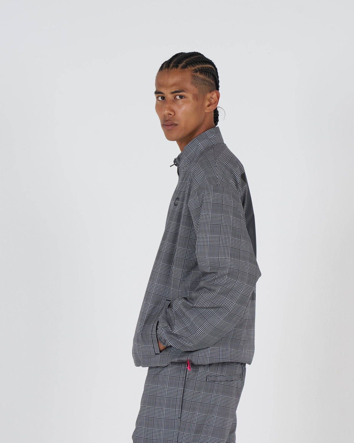 P logo all-over pattern zipup blouson｜GLEN CHECK