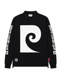 P logo long sleeve polo｜BLACK