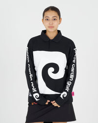 P logo long sleeve polo｜BLACK