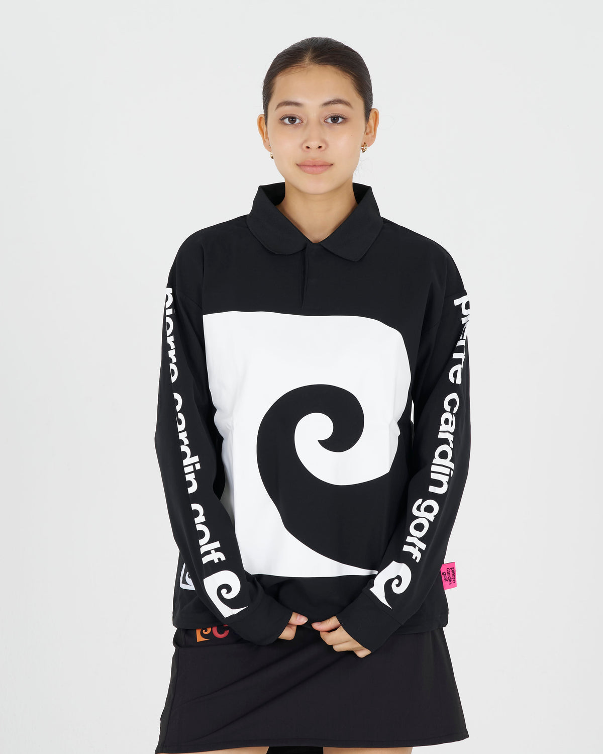 P logo long sleeve polo｜BLACK