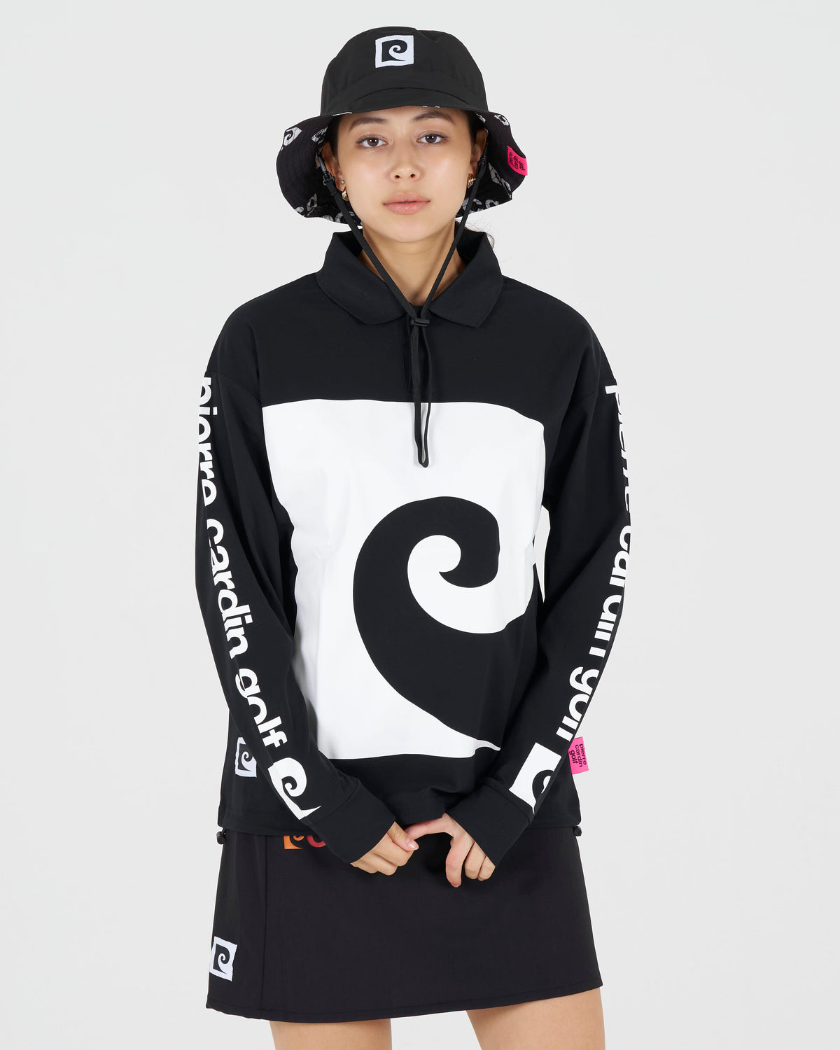 P logo long sleeve polo｜BLACK