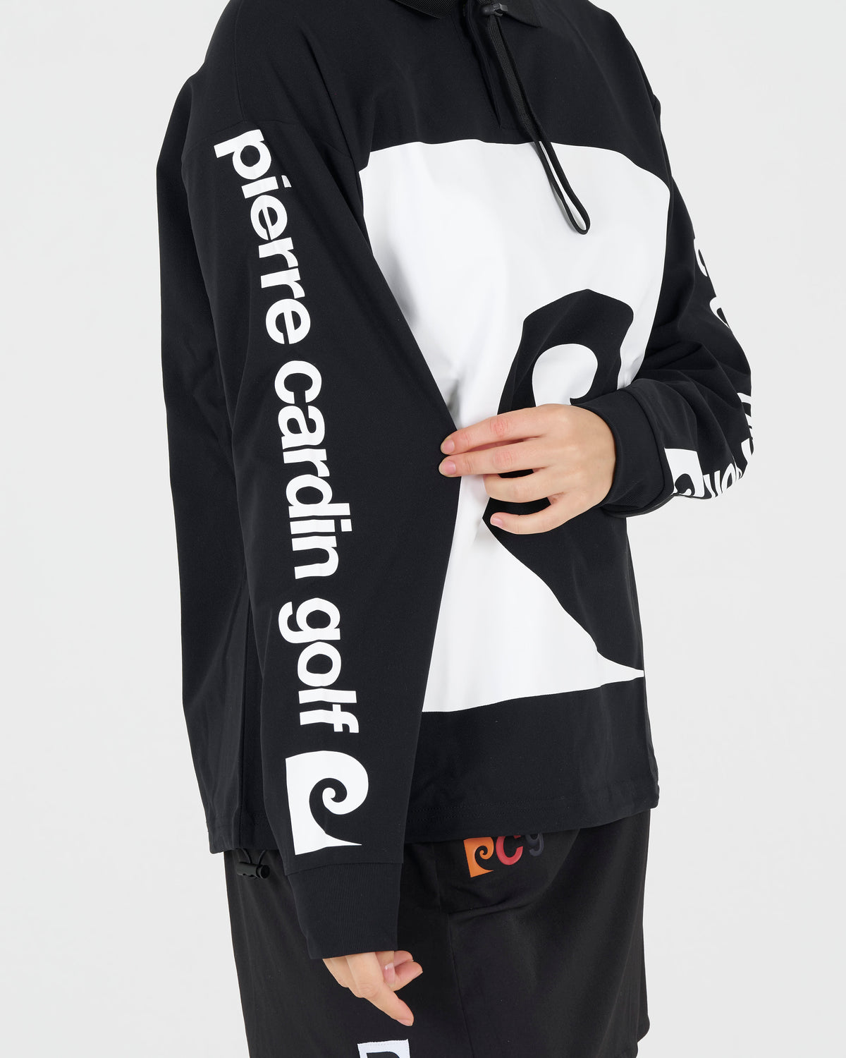 P logo long sleeve polo｜BLACK