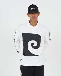 P logo long sleeve polo｜WHITE