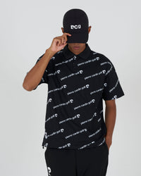 PCG all-over pattern short sleeve polo｜BLACK