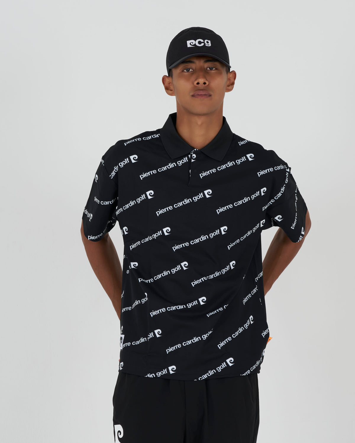 PCG all-over pattern short sleeve polo｜BLACK