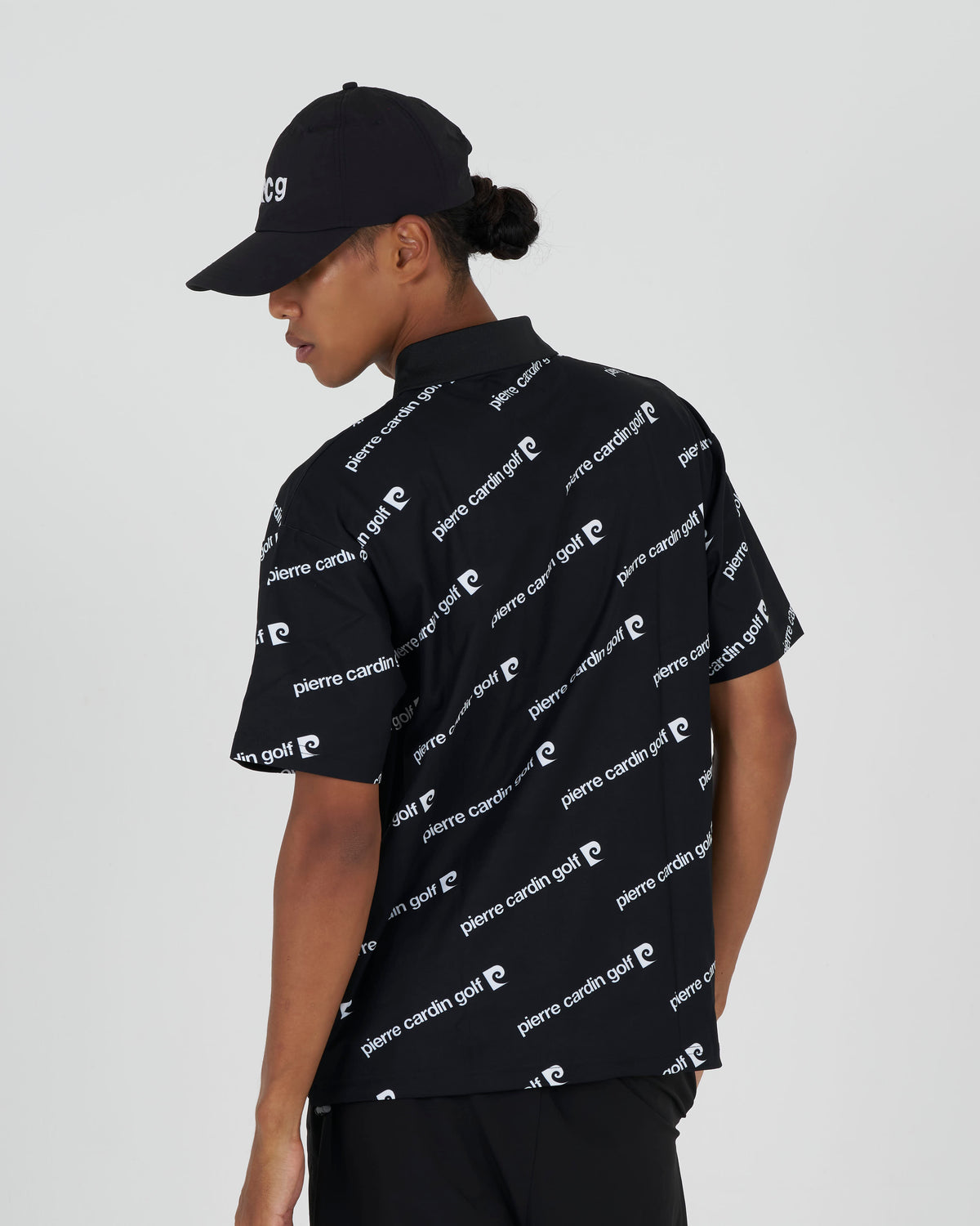 PCG all-over pattern short sleeve polo｜BLACK