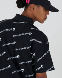 PCG all-over pattern short sleeve polo｜BLACK