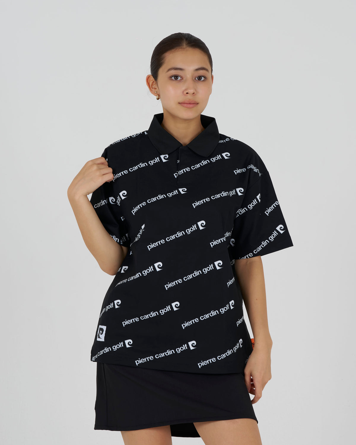 PCG all-over pattern short sleeve polo｜BLACK
