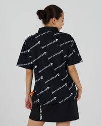 PCG all-over pattern short sleeve polo｜BLACK