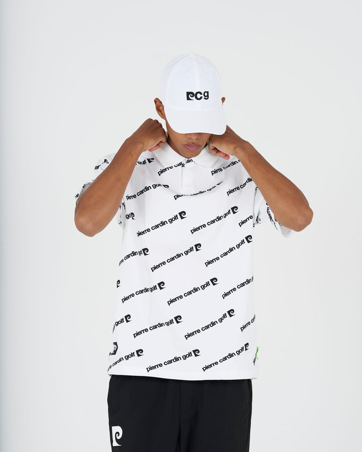 PCG all-over pattern short sleeve polo｜WHITE