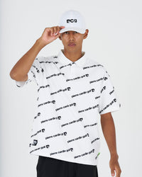 PCG all-over pattern short sleeve polo｜WHITE