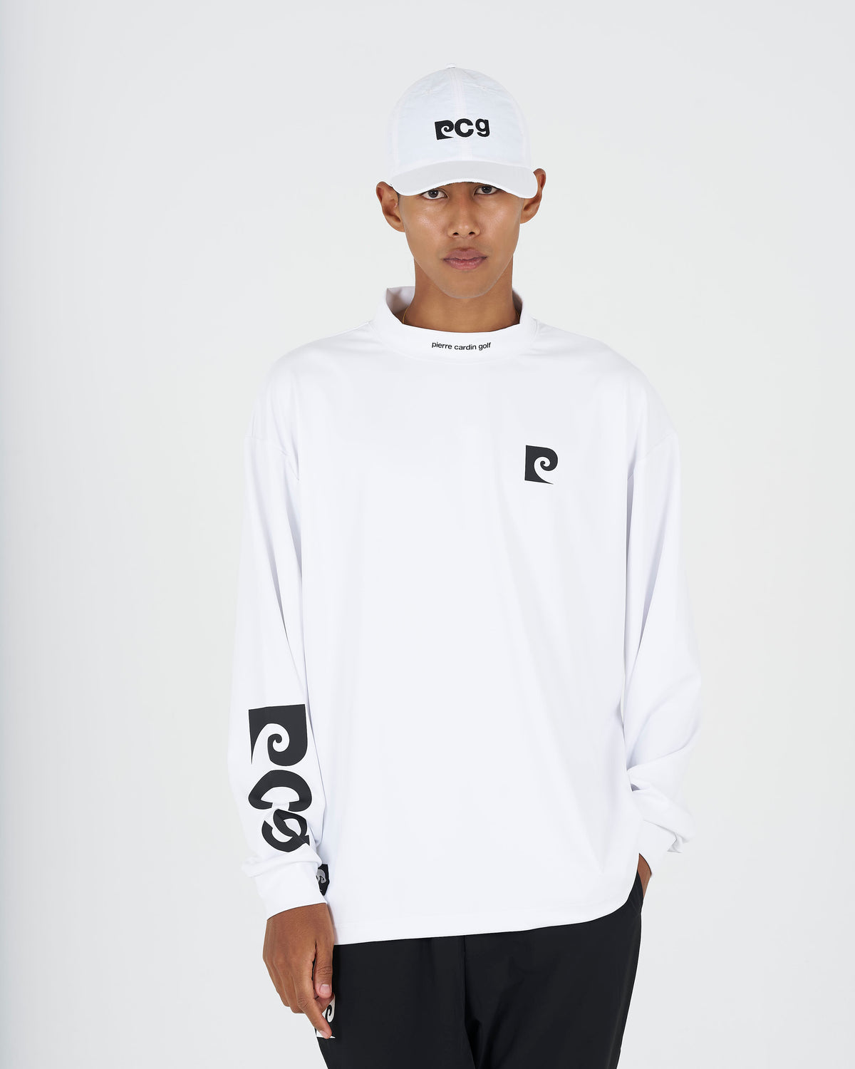 PCG logo long sleeve mock neck｜WHITE