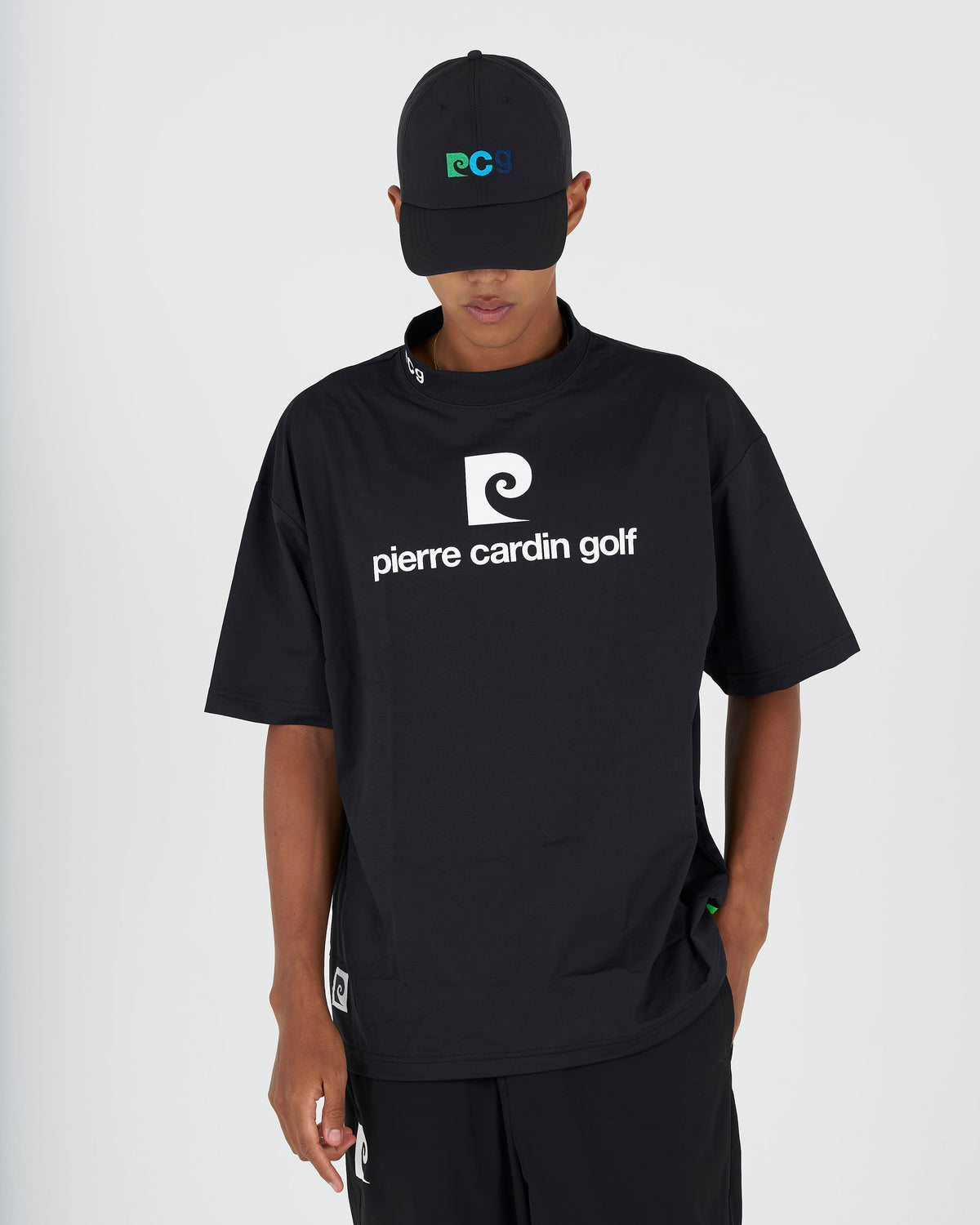 PCG logo short sleeve mock neck｜BLACK