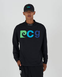 PCG multi logo long sleeve mock neck｜BLACK