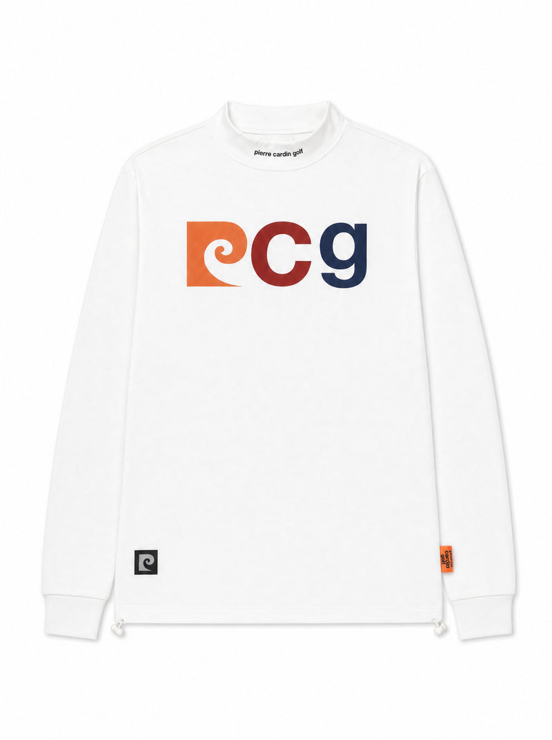 PCG multi logo long sleeve mock neck｜WHITE