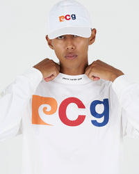 PCG multi logo long sleeve mock neck｜WHITE