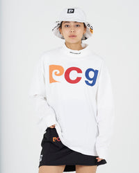 PCG multi logo long sleeve mock neck｜WHITE