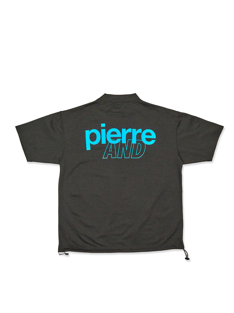pierre cardin golf ×WIND AND SEA logo short sleeve mock-neck | BLACK