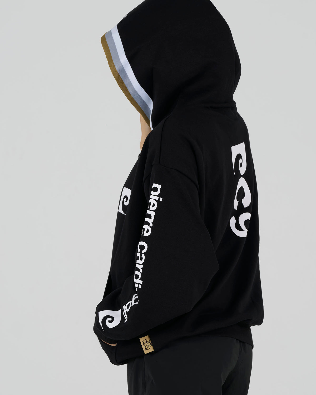 pierre cardin golf × ESTNATION logodesign long sleeve hoodie｜BLACK