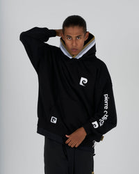 pierre cardin golf × ESTNATION logodesign long sleeve hoodie｜BLACK