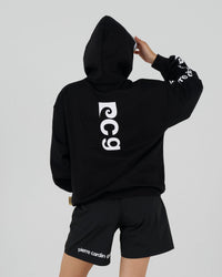 pierre cardin golf × ESTNATION logodesign long sleeve hoodie｜BLACK