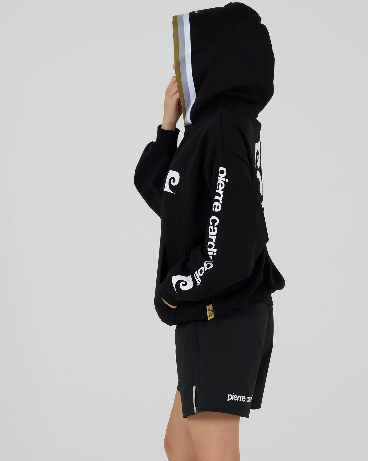 pierre cardin golf × ESTNATION logodesign long sleeve hoodie｜BLACK