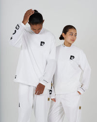 pierre cardin golf × ESTNATION logodesign long sleeve piste｜WHITE