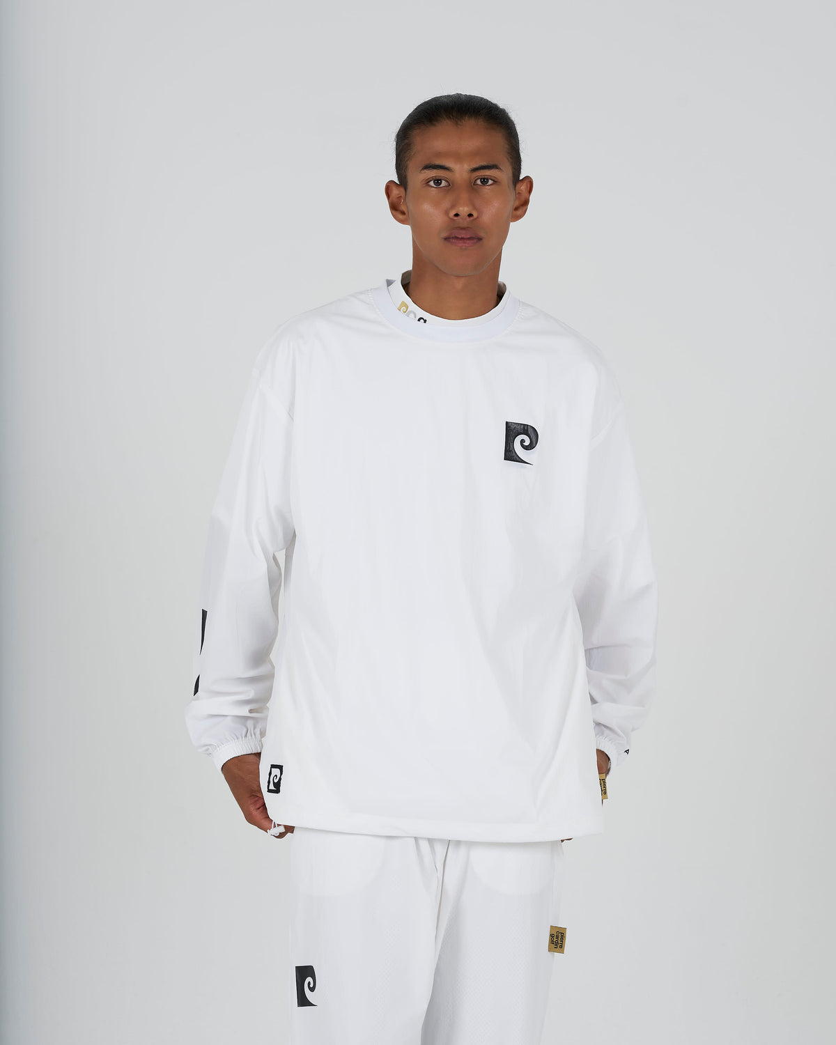 pierre cardin golf × ESTNATION logodesign long sleeve piste｜WHITE