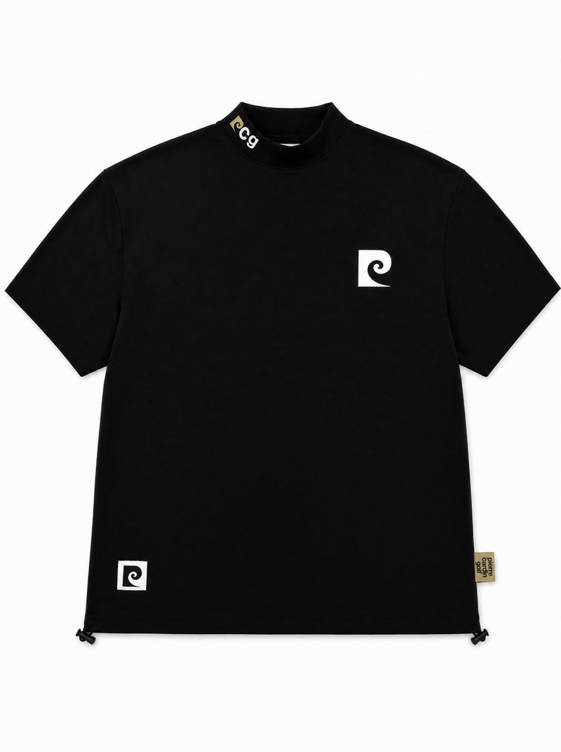 pierre cardin golf × ESTNATION logodesign short sleeve mock neck｜BLACK