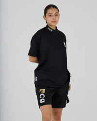 pierre cardin golf × ESTNATION logodesign short sleeve mock neck｜BLACK