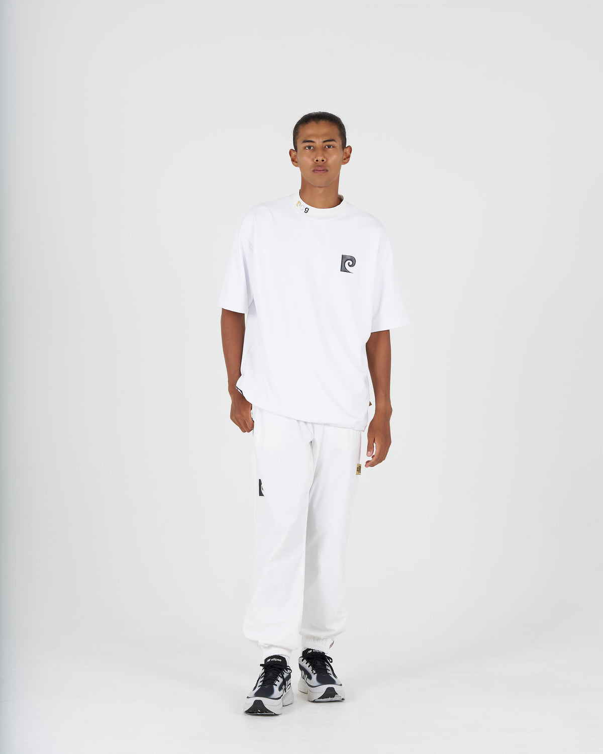 pierre cardin golf × ESTNATION logodesign short sleeve mock neck｜WHITE