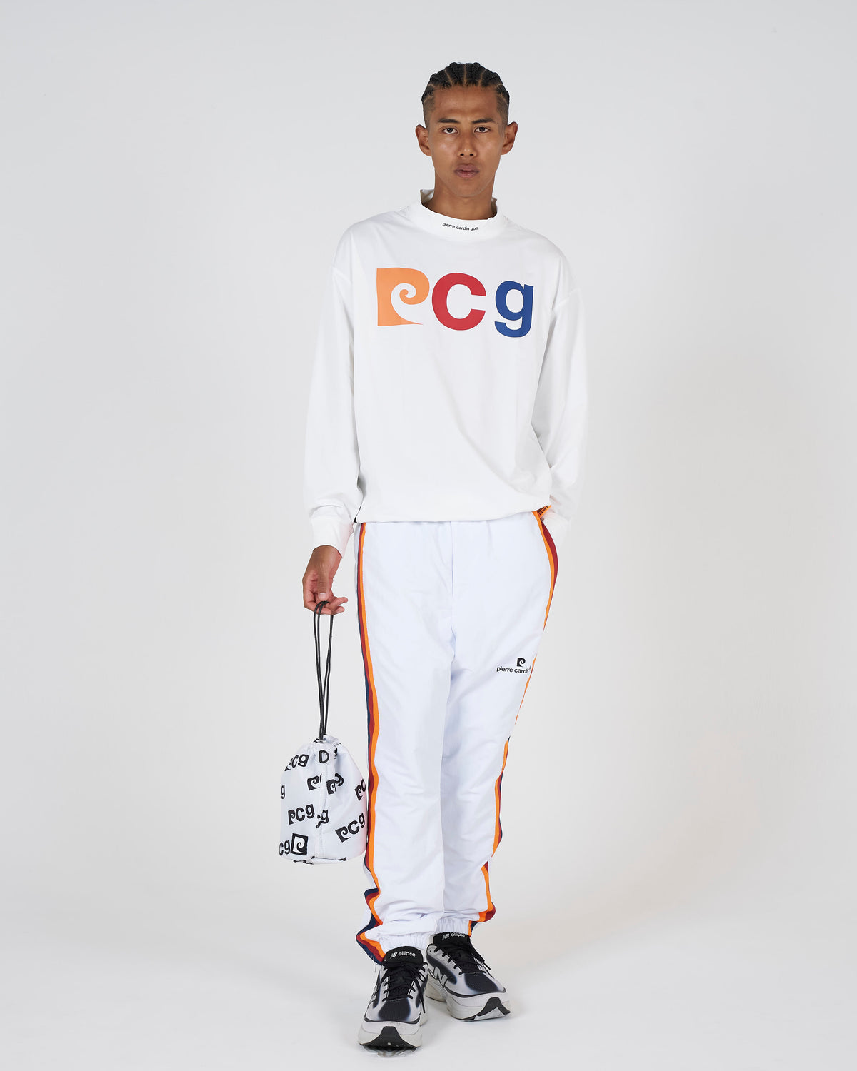 pierre cardin multi line easy long pants｜WHITE