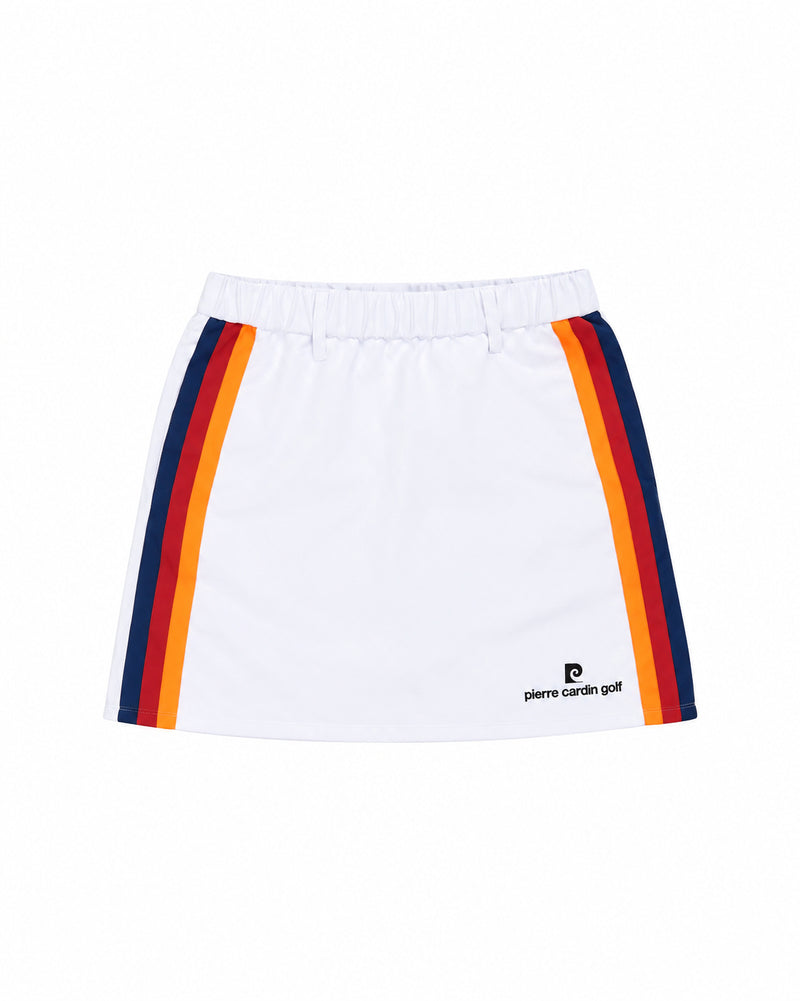 pierre cardin multi line skirt｜WHITE